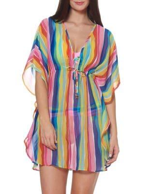 Bleu Rod Beattie Multicolor Striped Caftan Coverup