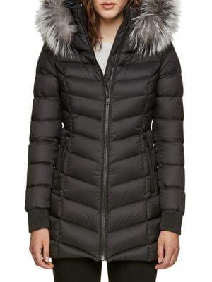 Soia & Kyo Quilted Alanis Jacket With Silver Fox Fur Hood
