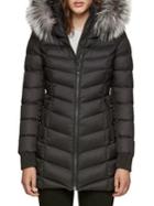 Soia & Kyo Quilted Alanis Jacket With Silver Fox Fur Hood