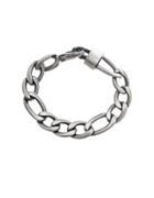 Steve Madden Stainless Steel Oval Figaro Chain Bracelet