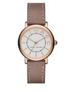 Marc Jacobs Roxy Rose Goldtone Stainless Steel And Leather White Satin Dial Strap Watch