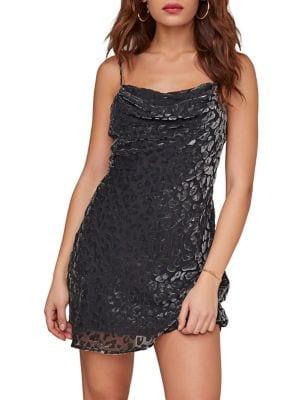 Astr The Label Leopard-print Velvet Mini Slip Dress
