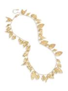 Miriam Haskell Coral Reign Goldtone Mixed Shaky Leaf Station Necklace