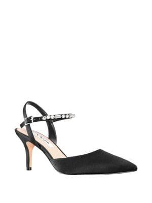 Nina Tonya Bejeweled Cutout Pointy Pumps