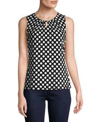 Ivanka Trump Sleeveless Polka-dot Blouse