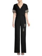 Elie Tahari Nur Beaded Cape Jumpsuit