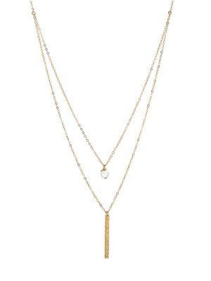 Lord & Taylor 5-6mm White Freshwater Pearl And 14k Yellow Gold Pendant Necklace