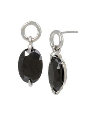 H Halston Silvertone And Cubic Zirconia Drop Earrings