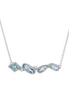 Ripka Rio Multi-shaped 925 Sterling Silver, Blue Topaz & White Topaz Bar Necklace