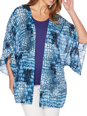 Rafaella Reptile Tie-dyed Cotton Cardigan