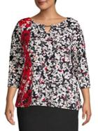 Calvin Klein Plus Floral Three-quarter Sleeve Top