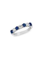 Morris & David 14k White Gold, Sapphire & Diamond Band Ring