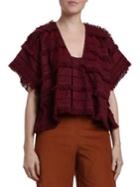 Where Mountains Meet Holly Fringed Wool And Silk Blend Blouse