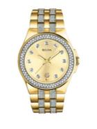 Bulova Mens' Swarovski Crystal Yellow Goldtone Watch, 98b174
