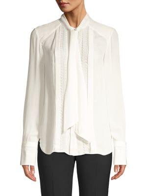 Elie Tahari Inna Tie Neck Silk Blouse