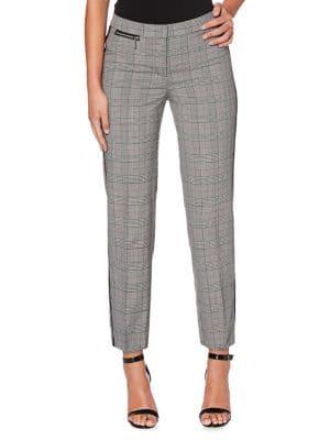 Rafaella Petite Side Stripe Plaid Trousers