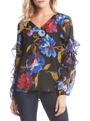 Karen Kane Floral Ruffle Sleeve Top