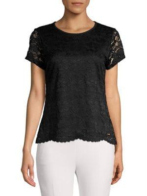 Calvin Klein Scalloped-hem Lace Top