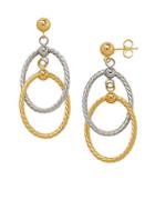 Lord & Taylor 14k Yellow And White Gold Oval Drop Earrings
