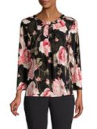 Karl Lagerfeld Paris Pleated Floral Bow-accent Top