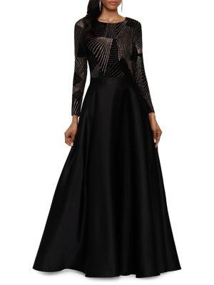 Betsy & Adam Abstract Glitter Fit-&-flare Gown