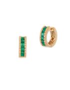 Effy Brasilica Diamond And Emerald 14k Gold Hoop Earrings