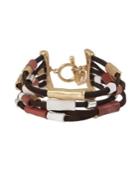 Robert Lee Morris Collection Soft Spoken Crystal And Leather Mixed Multi-row Bracelet