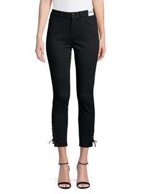 Kensie Jeans Cropped Lace-hem Jeans