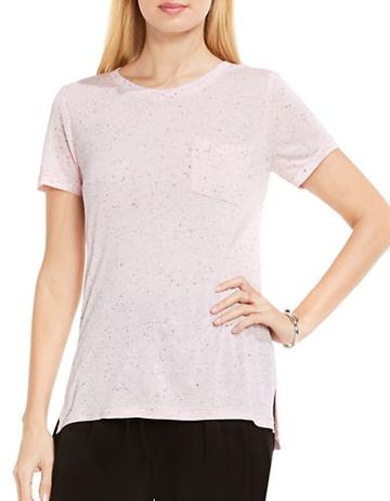 Two By Vince Camuto Speckle-printed Jewelneck Top