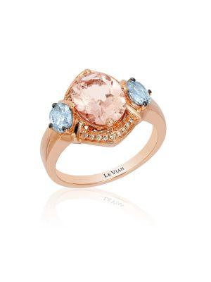 Levian Morganite, Diamond And 14k Rose Gold Ring