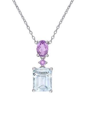 Sonatina Ice Aquamarine & Amethyst Two-tier Drop Necklace