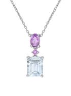 Sonatina Ice Aquamarine & Amethyst Two-tier Drop Necklace