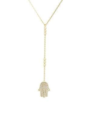 Lord & Taylor Crystal Hamsa Y-necklace