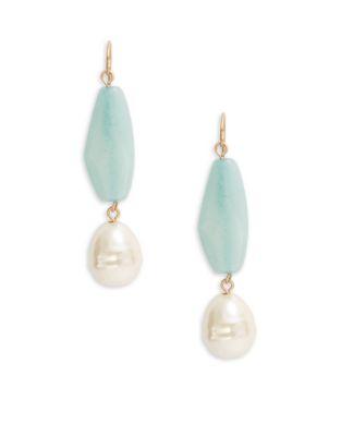 Lauren Ralph Lauren Amazonite And Faux Pearl Drop Earrings
