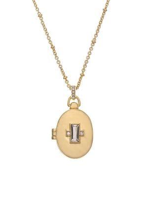 Laundry By Shelli Segal Lockets Goldtone & Crystal Oval Pendant Necklace