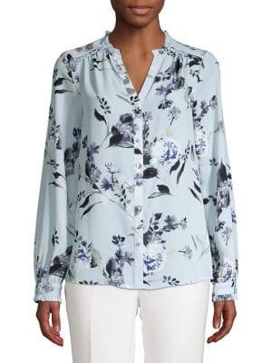 Karl Lagerfeld Paris Floral-print Long-sleeve Top