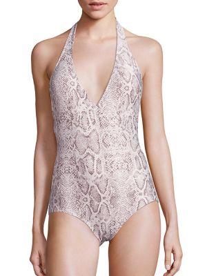 Carmen Marc Valvo Wild Story Surplus Halter One-piece Swimsuit