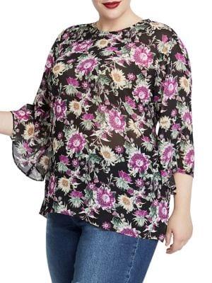 Rachel Rachel Roy Plus Floral Bell-sleeve Top