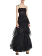 Bcbgmaxazria Oly Tiered-ruffle Tulle Gown