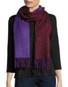 Lord & Taylor Reversible Fringed Wrap Or Scarf