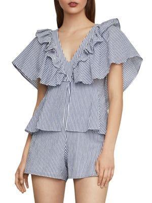 Bcbgmaxazria Draped Peplum Cotton Romper
