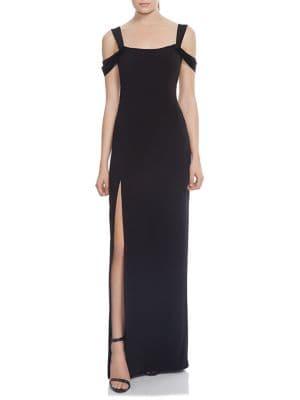 Halston Heritage Cold-shoulder Slit Gown