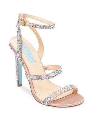 Betsey Johnson Aubrey Rhinestones Satin Stiletto Sandals