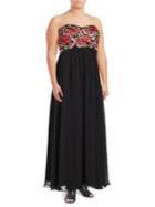 Decode 1.8 Plus Embroidered Floral Gown
