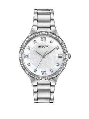 Bulova Stainless Steel And Swarovski Crystal Embellished Watch