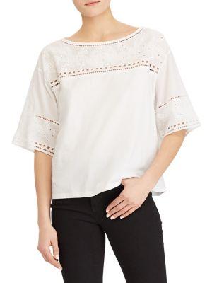 Lauren Ralph Lauren Eyelet Embroidered Tee