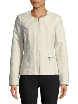Karl Lagerfeld Paris Tweed Zip Jacket
