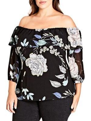 City Chic Plus Flower Show Top