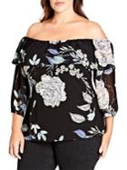 City Chic Plus Flower Show Top