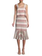 Shoshanna Crochet Popover Ruffle-hem Dress